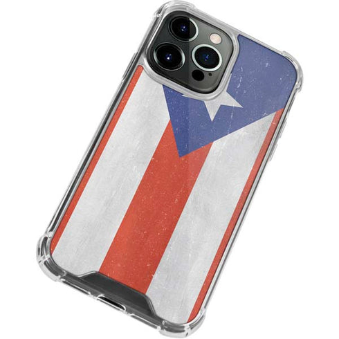 Puerto Rico Flag Distressed iPhone 15 Pro Clear Case