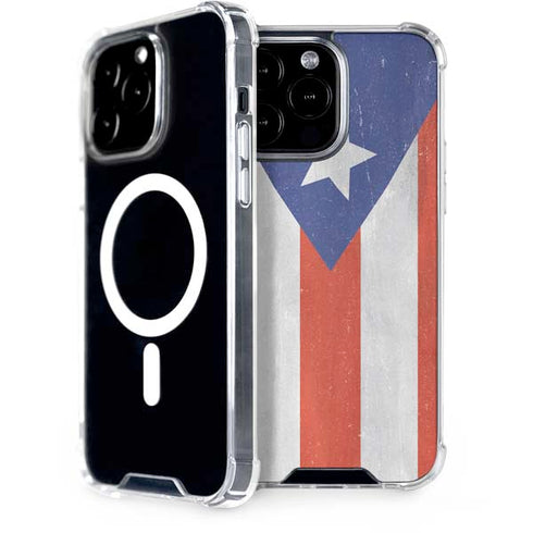 Puerto Rico Flag Distressed iPhone 15 Pro Max MagSafe Case