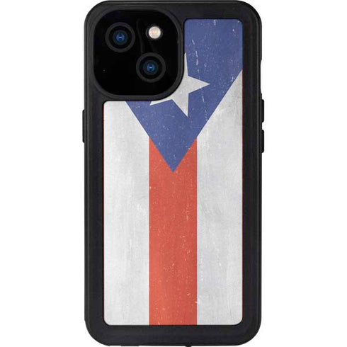 Puerto Rico Flag Distressed iPhone 15 Waterproof Case