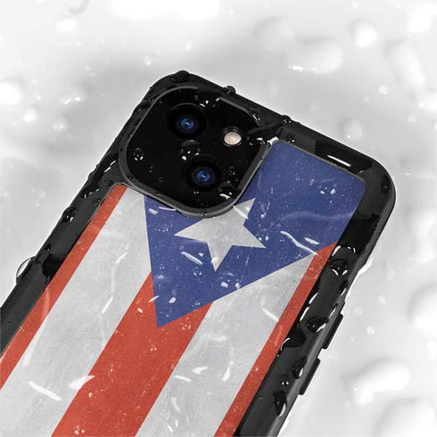 Puerto Rico Flag Distressed iPhone 15 Waterproof Case