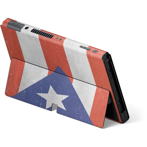 Puerto Rico Flag Distressed Nintendo Switch OLED (2021) Skin