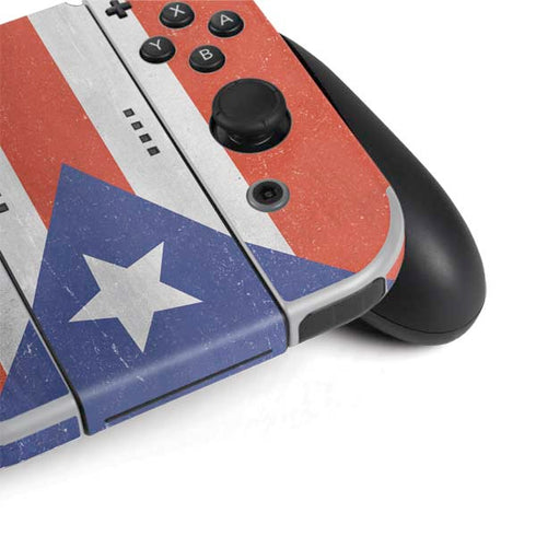 Puerto Rico Flag Distressed Nintendo Switch OLED (2021) Skin