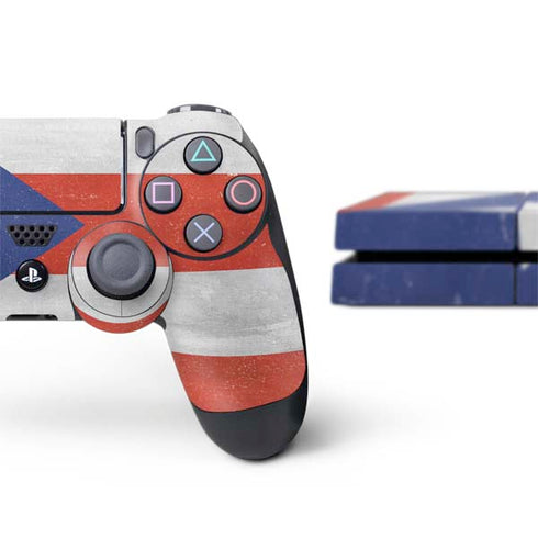 Puerto Rico Flag Distressed PS4 Console and Controller Bundle Skin