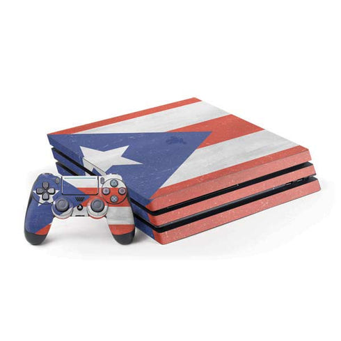 Puerto Rico Flag Distressed PS4 Pro Bundle Skin