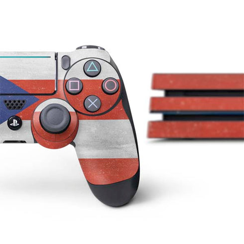 Puerto Rico Flag Distressed PS4 Pro Bundle Skin