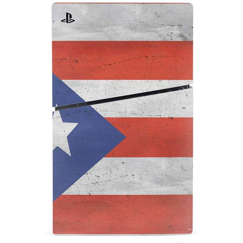Puerto Rico Flag Distressed PS5 Slim Disk Console Skin