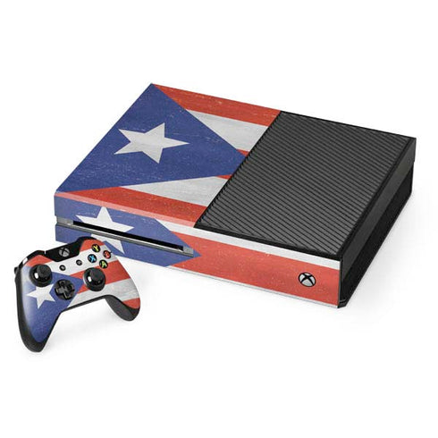 Puerto Rico Flag Distressed Xbox One Console and Controller Bundle Skin