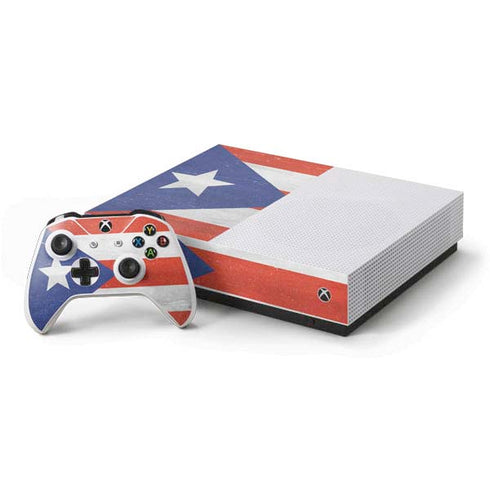 Puerto Rico Flag Distressed Xbox One S All-Digital Edition Bundle Skin