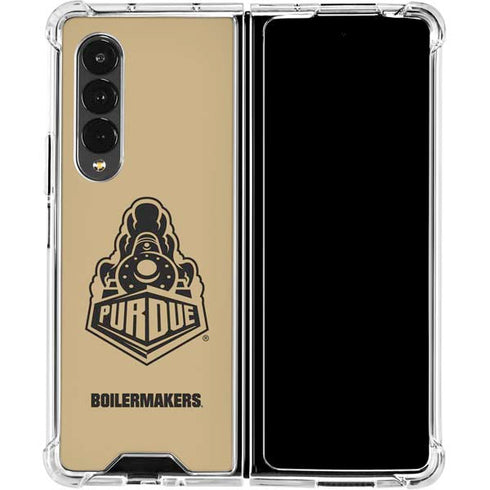 Purdue University Purdue Gold Signature Logo Galaxy Z Fold4 5G Clear Case