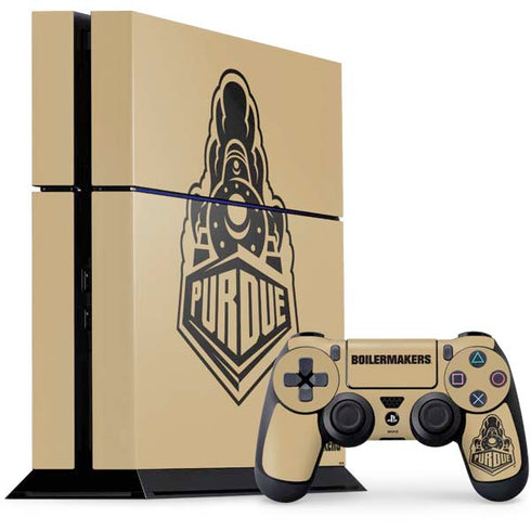 Purdue University Purdue Gold Signature Logo PS4 Console and Controller Bundle Skin