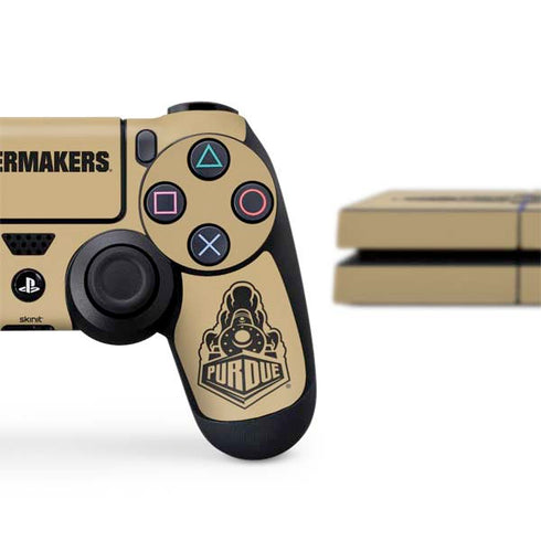 Purdue University Purdue Gold Signature Logo PS4 Console and Controller Bundle Skin