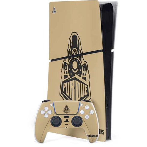 Purdue University Purdue Gold Signature Logo PS5 Slim Digital Edition Console Skin