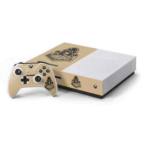 Purdue University Purdue Gold Signature Logo Xbox One S Console and Controller Bundle Skin
