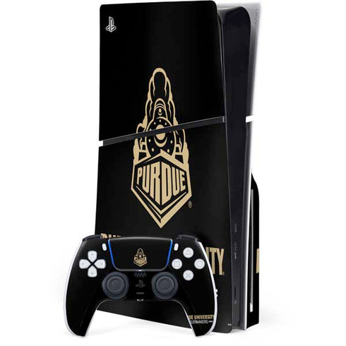 Purdue University Purdue University Boilermakers Signature Logo PS5 Slim Disk Bundle Skin