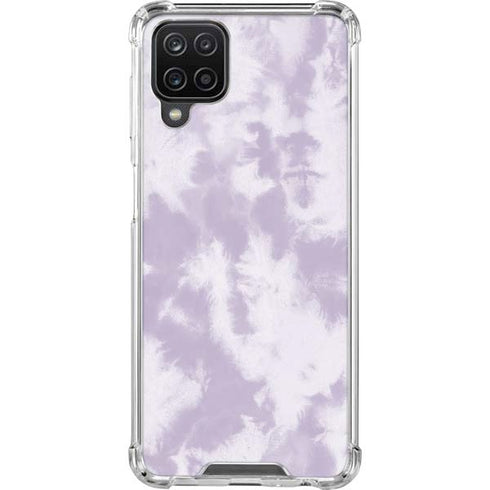 Purple and White Tie Dye Galaxy A12 Clear Case