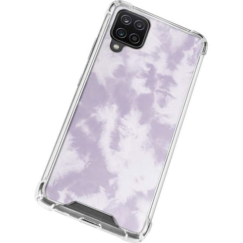 Purple and White Tie Dye Galaxy A12 Clear Case