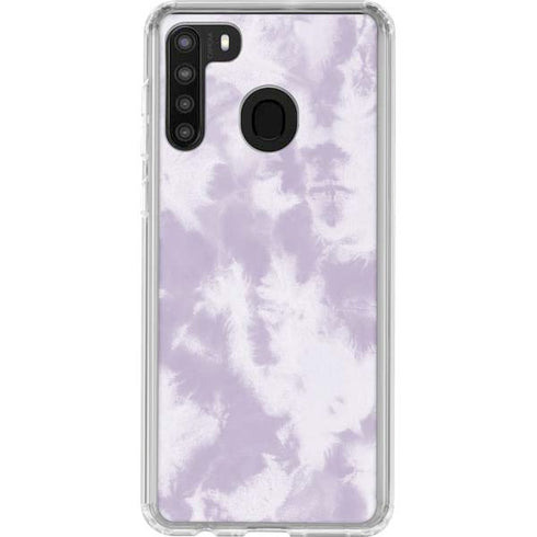 Purple and White Tie Dye Galaxy A21 Clear Case
