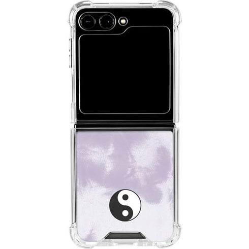 Purple and White Tie Dye Galaxy Z Flip5 5G Clear Case