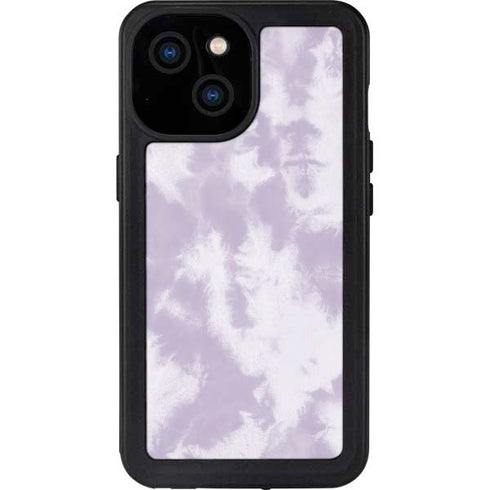 Purple and White Tie Dye iPhone 15 Waterproof Case