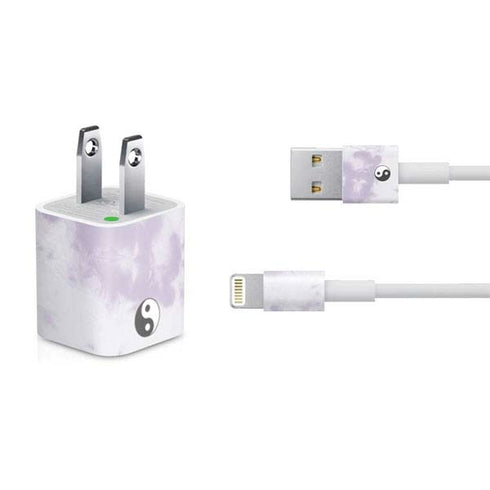 Purple and White Tie Dye iPhone Charger (5W USB) Skin
