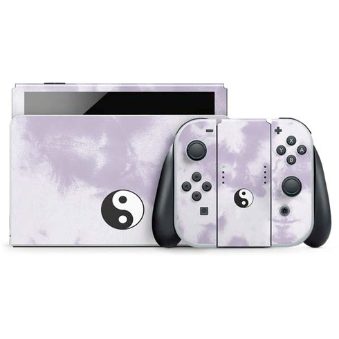 Purple and White Tie Dye Nintendo Switch OLED (2021) Skin