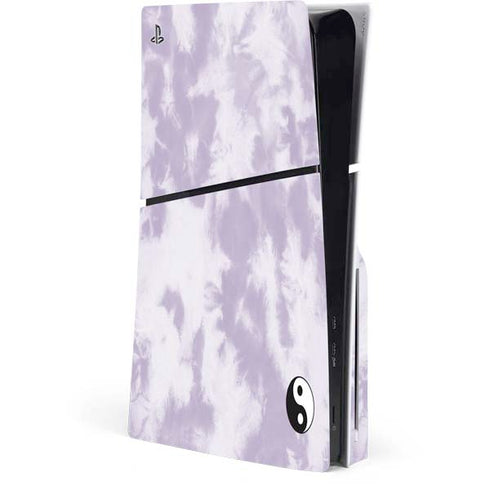 Purple and White Tie Dye PS5 Slim Disk Console Skin