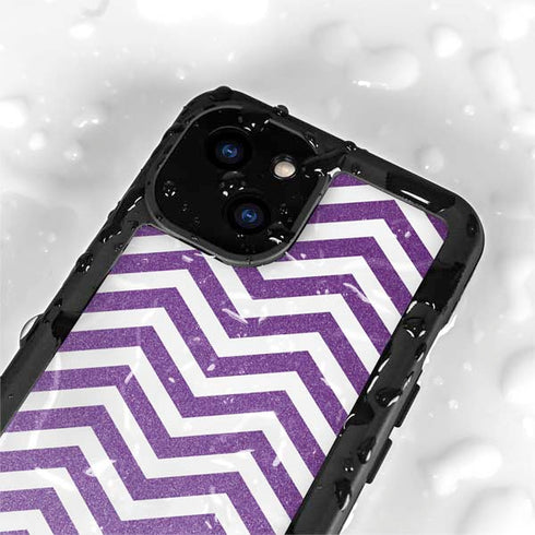 Purple Chevron iPhone 13 Mini Waterproof Case