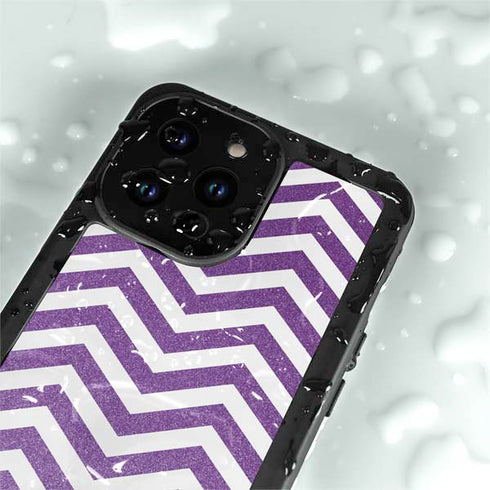 Purple Chevron iPhone 14 Pro Max Waterproof Case