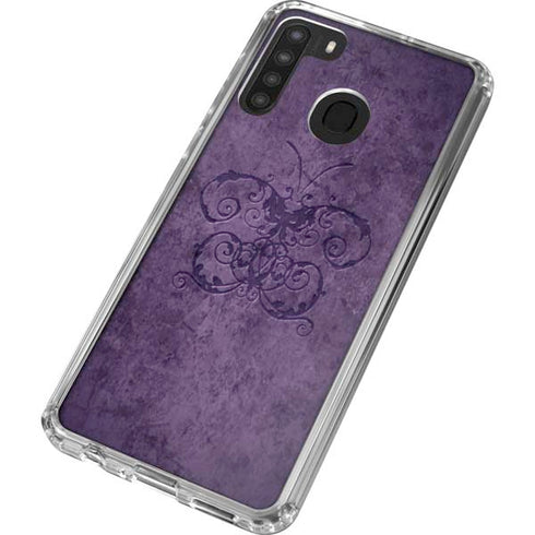 Brigid Ashwood Purple Damask Butterfly Galaxy A21 Clear Case
