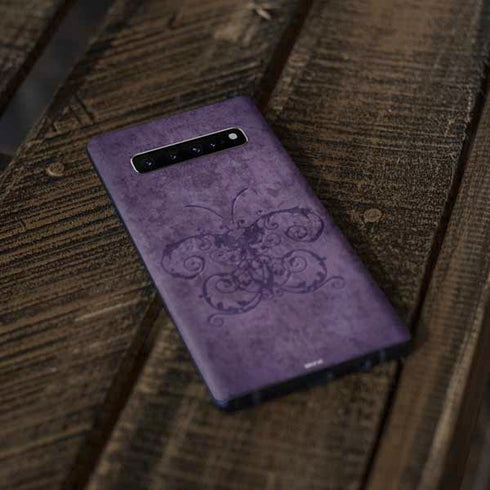 Brigid Ashwood Purple Damask Butterfly Galaxy S10 Plus Skin