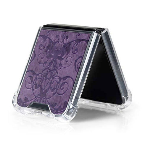 Purple Damask Butterfly by Brigid Ashwood Galaxy Z Flip5 5G Clear Case