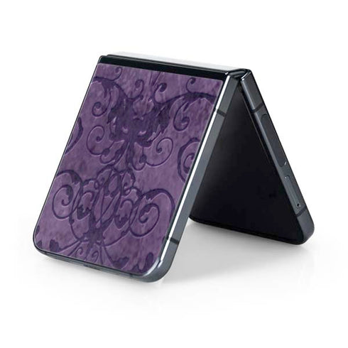 Purple Damask Butterfly by Brigid Ashwood Galaxy Z Flip5 5G Skin