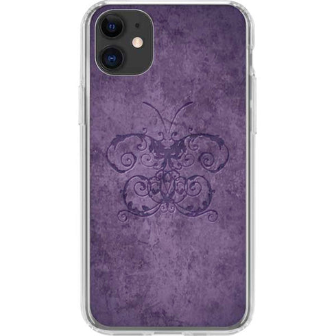 Purple Damask Butterfly by Brigid Ashwood iPhone 11 Clear Case