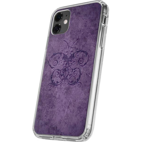 Purple Damask Butterfly by Brigid Ashwood iPhone 11 Clear Case