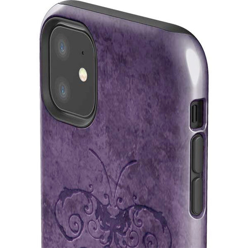 Brigid Ashwood Purple Damask Butterfly iPhone 11 Impact Case