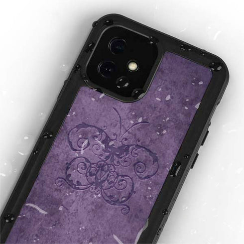 Brigid Ashwood Purple Damask Butterfly iPhone 12 Mini Waterproof Case