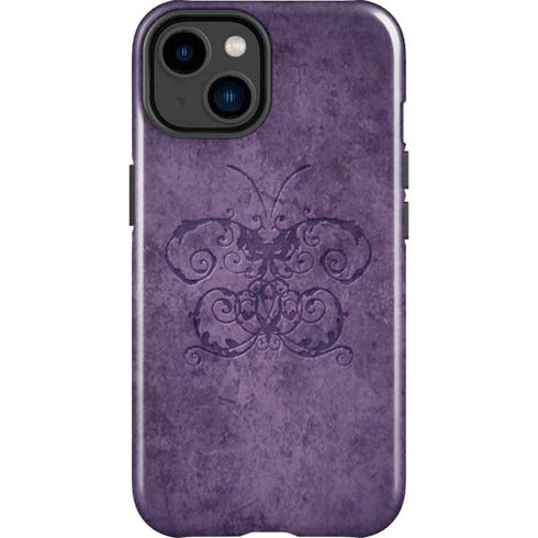 Brigid Ashwood Purple Damask Butterfly iPhone 14 Plus Impact Case