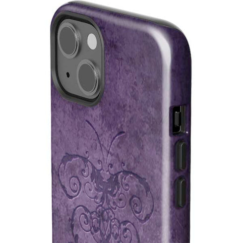 Purple Damask Butterfly by Brigid Ashwood iPhone 15 Plus Impact Case