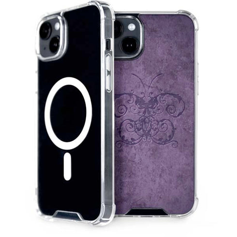 Purple Damask Butterfly by Brigid Ashwood iPhone 15 Plus MagSafe Case