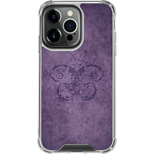 Brigid Ashwood Purple Damask Butterfly iPhone 14 Pro Clear Case