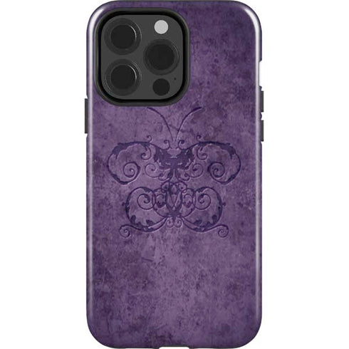 Brigid Ashwood Purple Damask Butterfly iPhone 14 Pro Impact Case