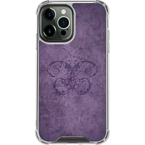 Brigid Ashwood Purple Damask Butterfly iPhone 14 Pro Max Clear Case