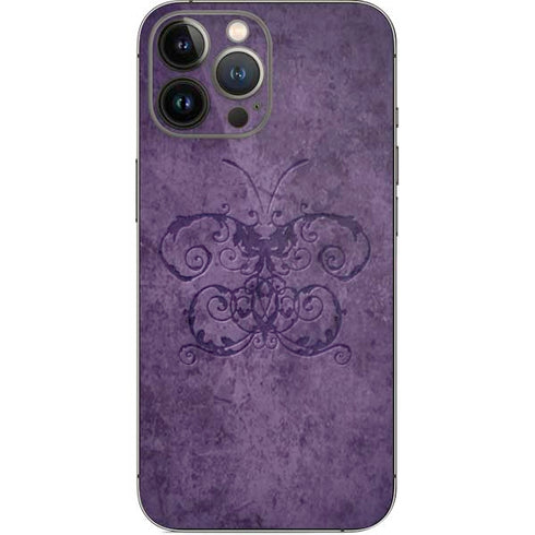 Brigid Ashwood Purple Damask Butterfly iPhone 14 Pro Max Skin