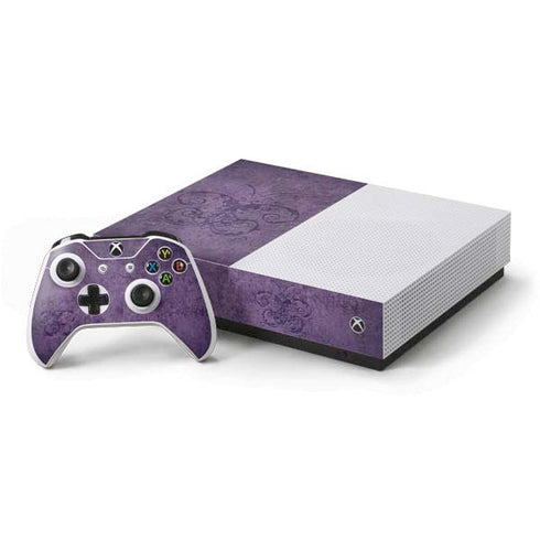 Brigid Ashwood Purple Damask Butterfly Xbox One S All-Digital Edition Bundle Skin