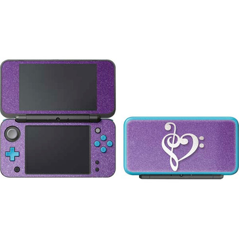 Purple Glitter Musical Heart Nintendo 2DS XL (2017) Skin
