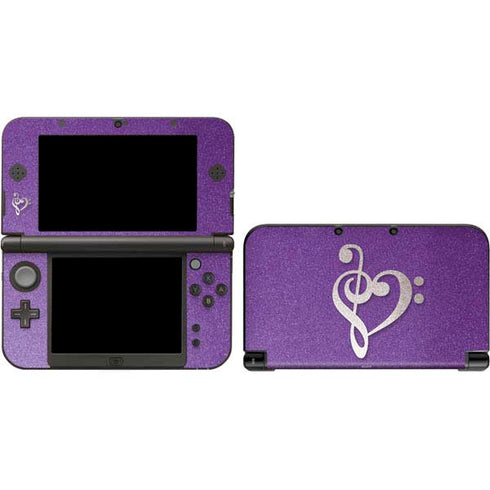 Purple Glitter Musical Heart 3DS XL 2015 Skin