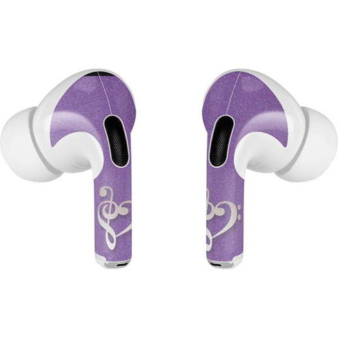 Purple Glitter Musical Heart AirPods Pro 2nd Gen Skin