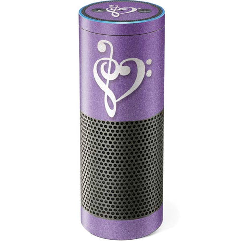 Purple Glitter Musical Heart Amazon Echo Skin