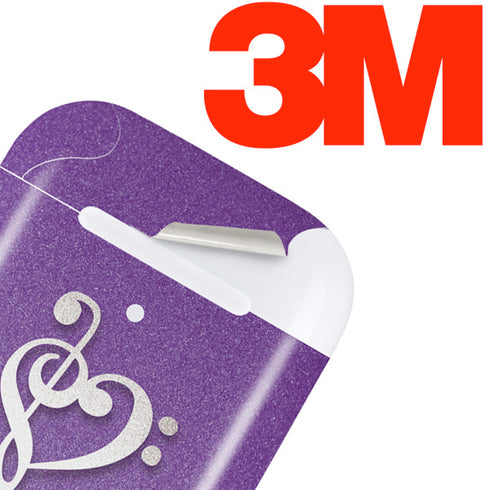 Purple Glitter Musical Heart Apple AirPods 2 Skin