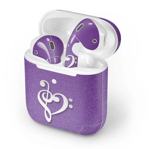 Purple Glitter Musical Heart Apple AirPods 2 Skin